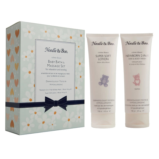 Baby Bath &amp; Massage Gift Set - Heart and Daisies