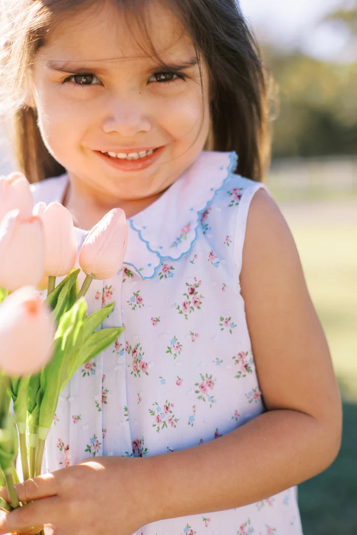 Bea Blue Floral Dotted-Swiss Dress