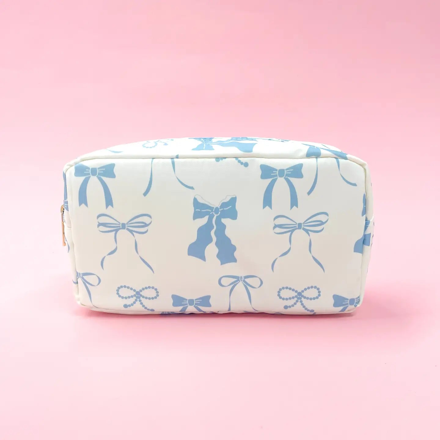 Blue Bows Nylon Cosmetic Zipper Bag Medium