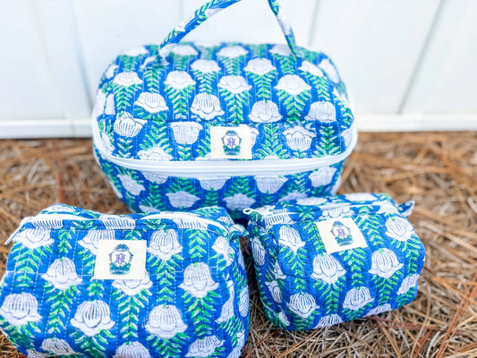 Blue Skies Quilted Cosmetic Bags-Set of 3