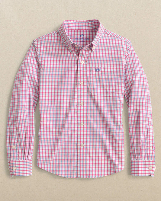Boys Intercoastal Broad Creek Sport Shirt Long Sleeve Very Berry