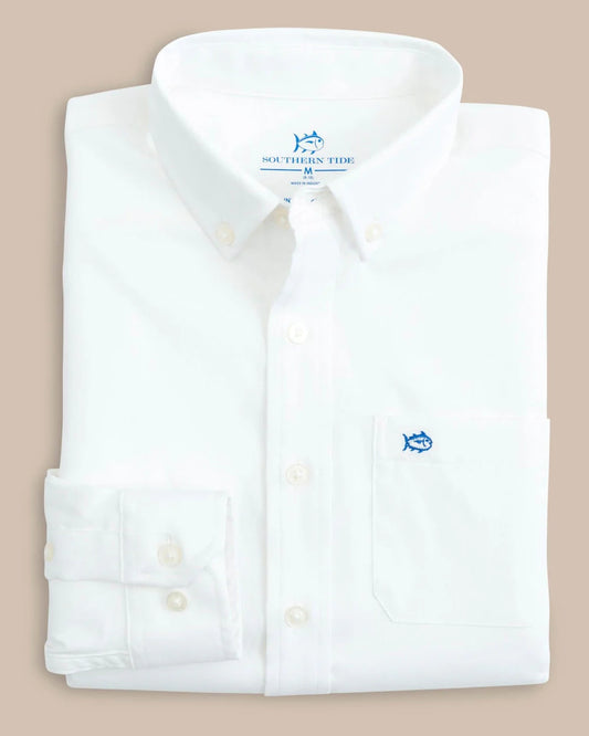Boys Intercoastal Solid Button Down Shirt Classic White