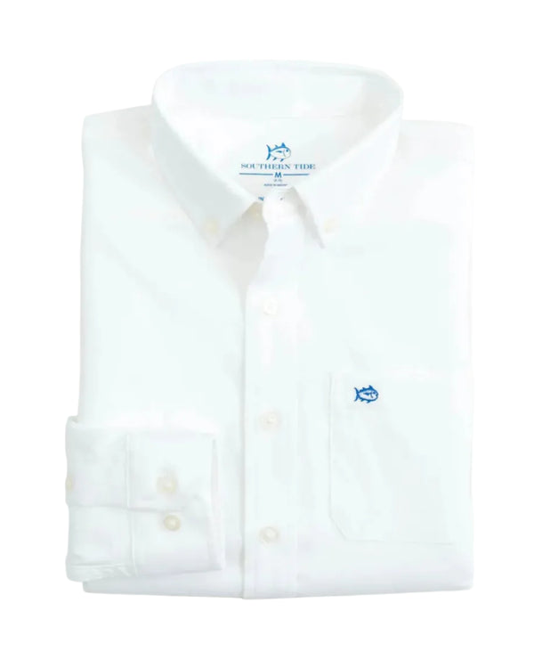 Boys Intercoastal Solid Button Down Shirt Classic White