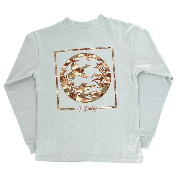 Boys Long Sleeve Tee - Duck Silhouette on Sage