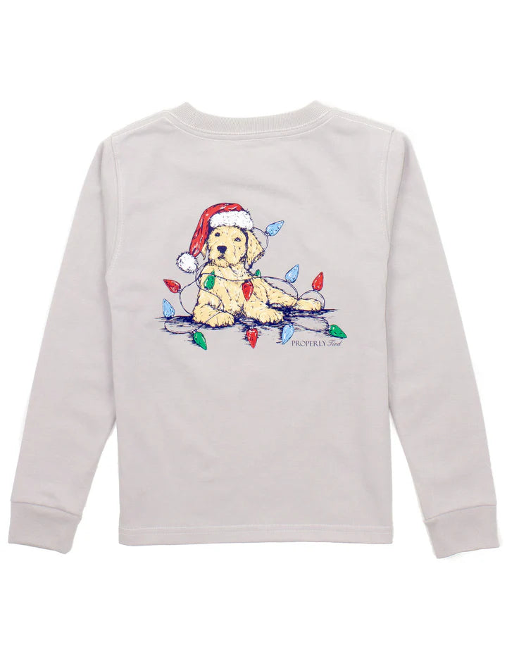 Boys Santa Paws Long Sleeve Ice Grey