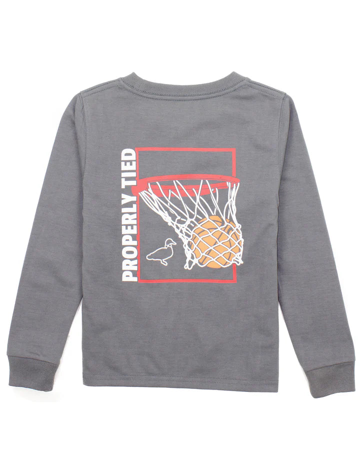 Boys Swoosh Long Sleeve Battleship Grey