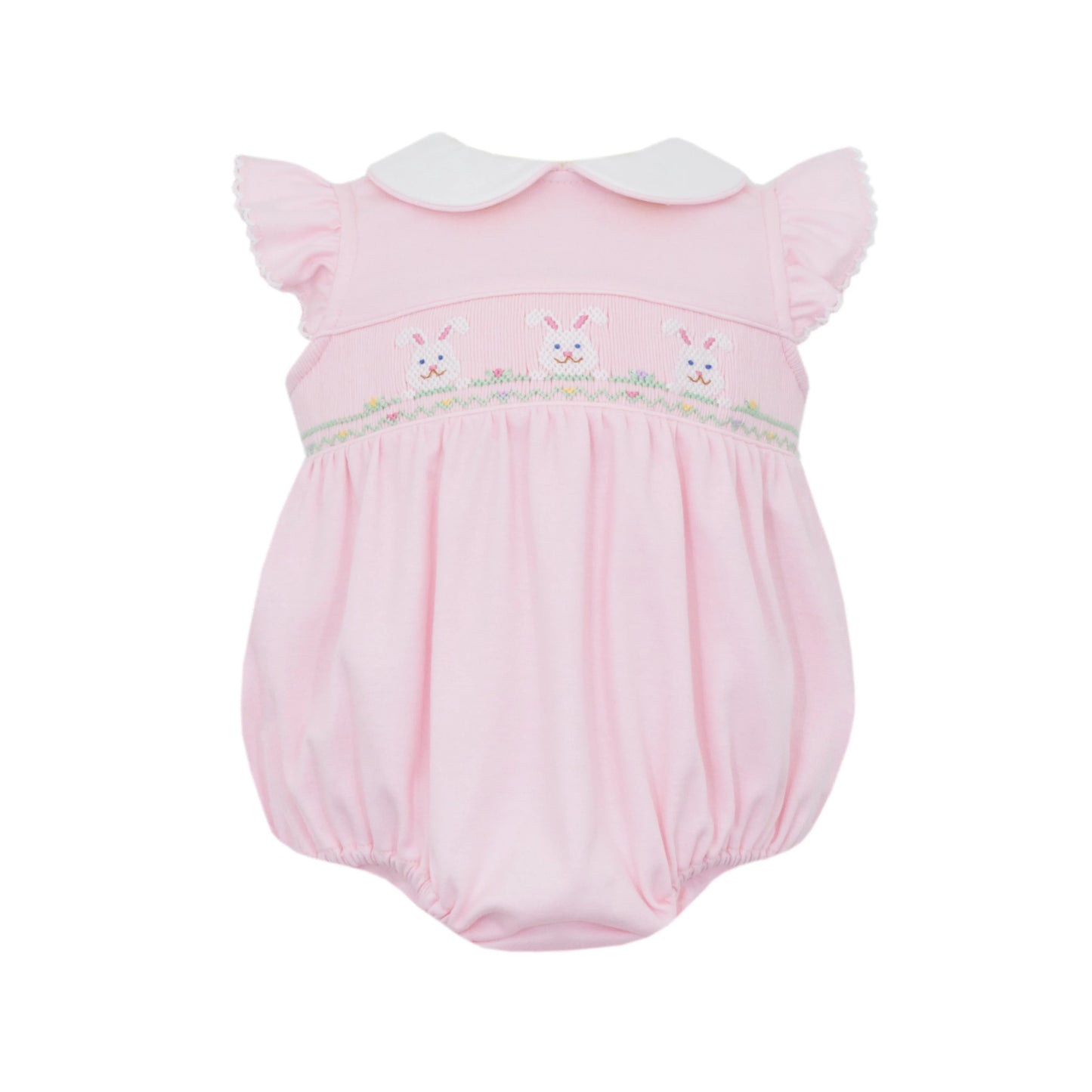 Bunny Face Pink Knit Bubble with Ruffle Sleeves