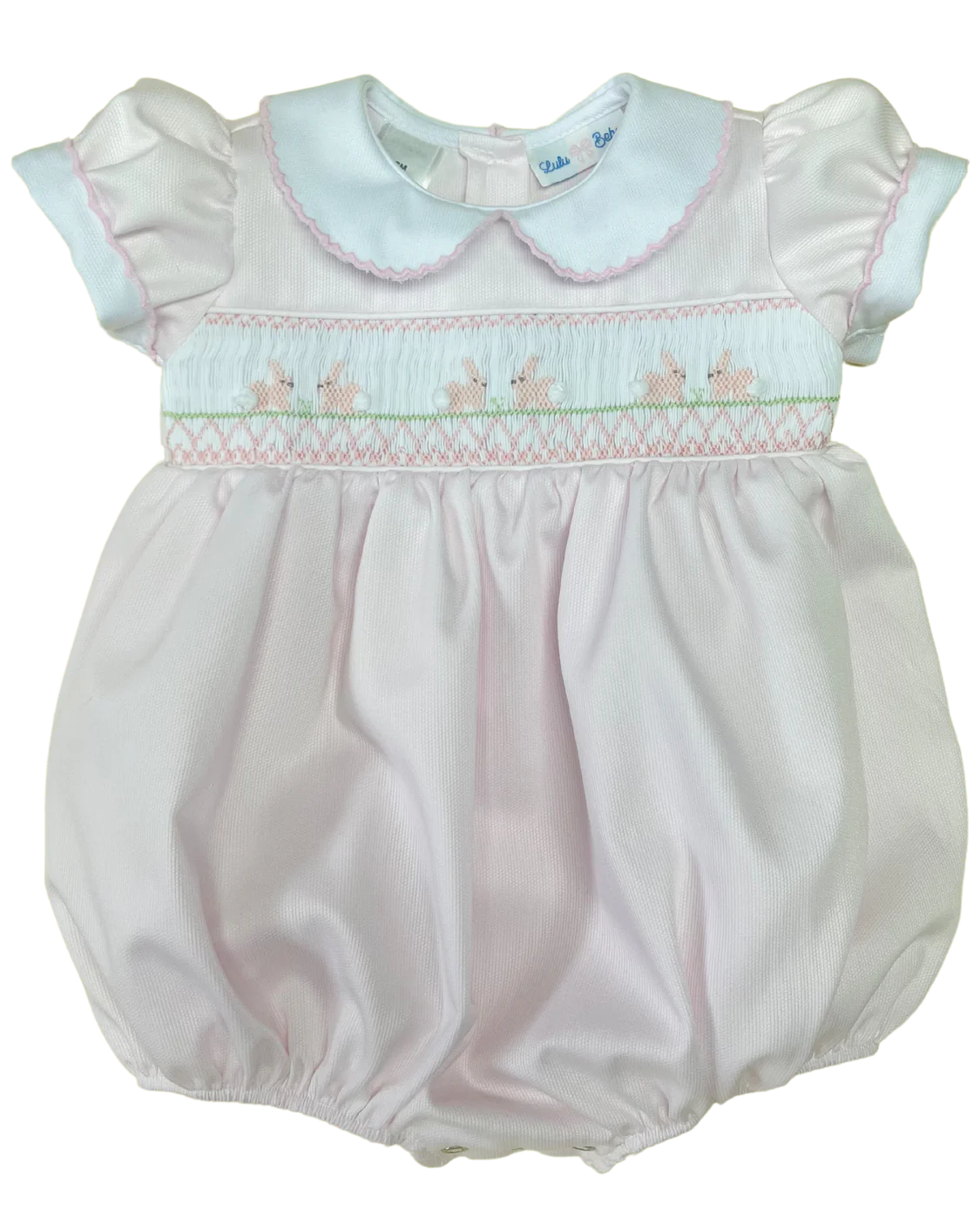 Rosie Bunny Smocked Collared Bubble- Pink