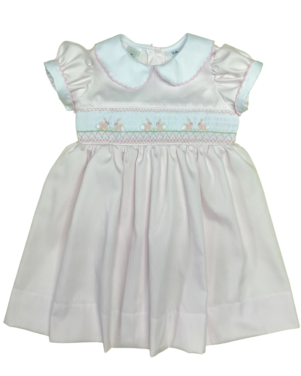 Rose Bunny Smocked Collared Dress Pink