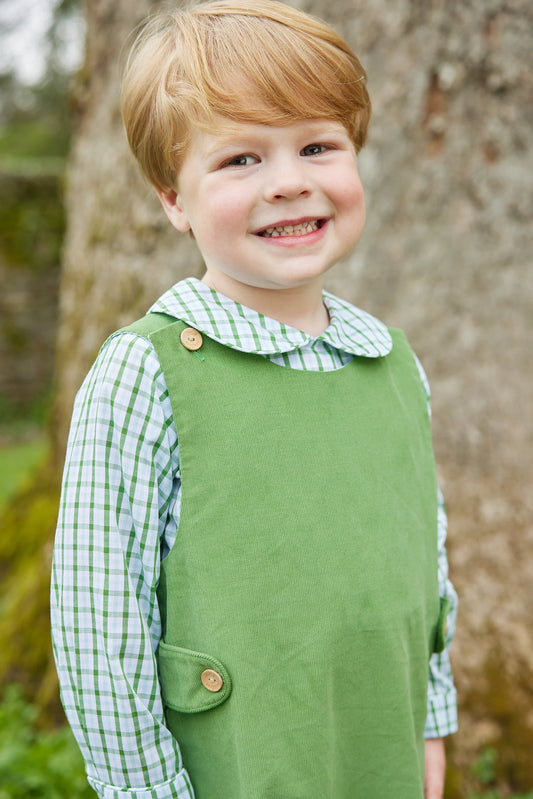 Button Tab John John Watercress Corduroy and Peter Pan Shirt Leland Plaid