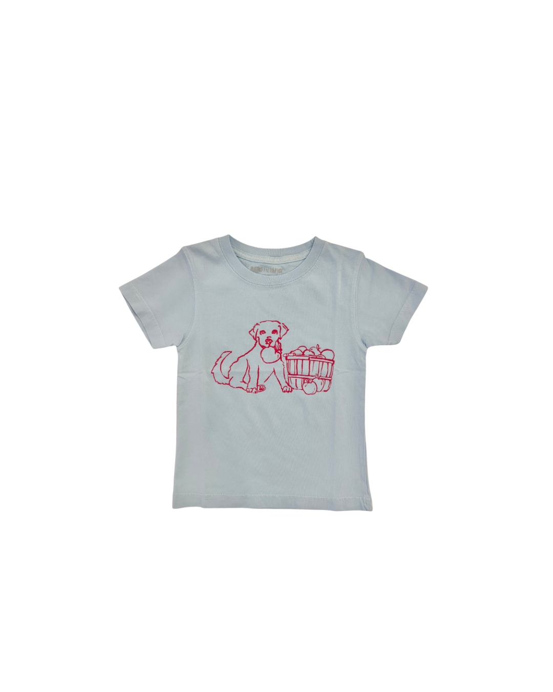 Short Sleeve Light Blue Puppy with Apples T-Shirt