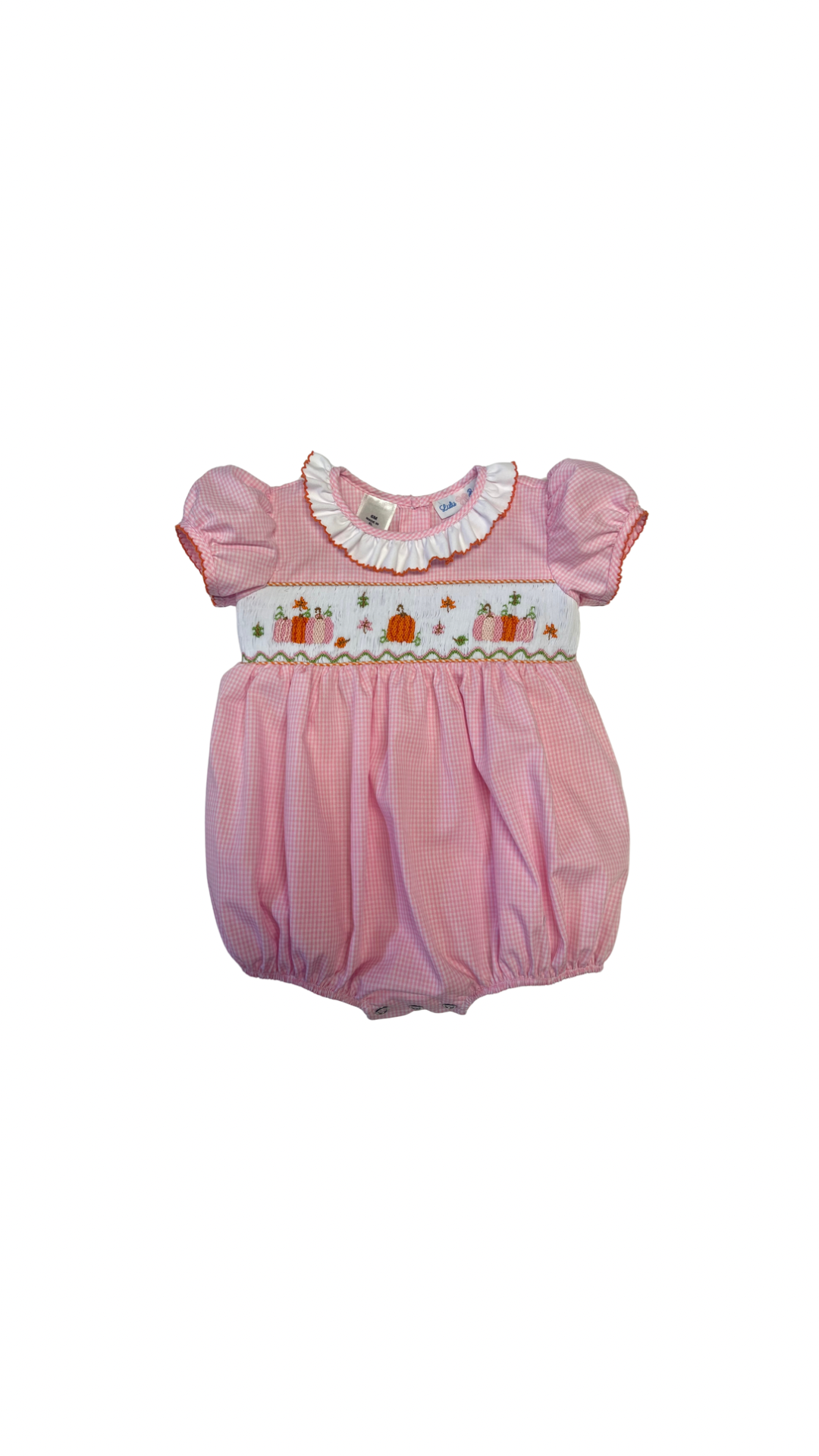 Rosie Pumpkin Patch Pink Gingham Smocked Bubble