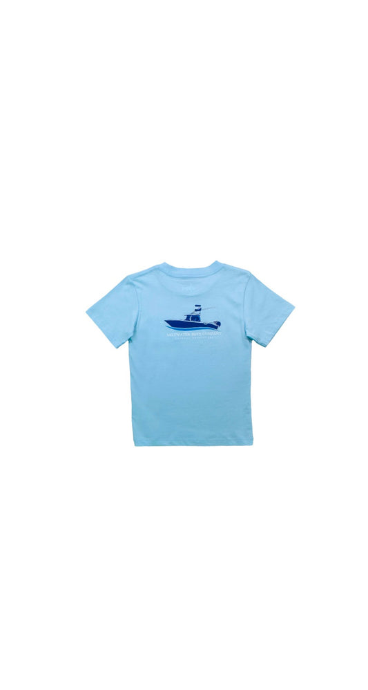 Offshore Boat Short Sleeve Graphic Tee, Light Blue