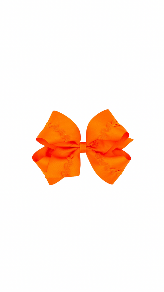 King Grosgrain Hair Bow with Ric-Rac Trim Orange