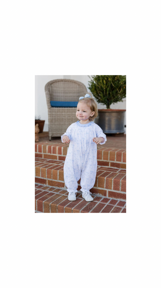 Lila Long Bubble, Blue Bows Knit