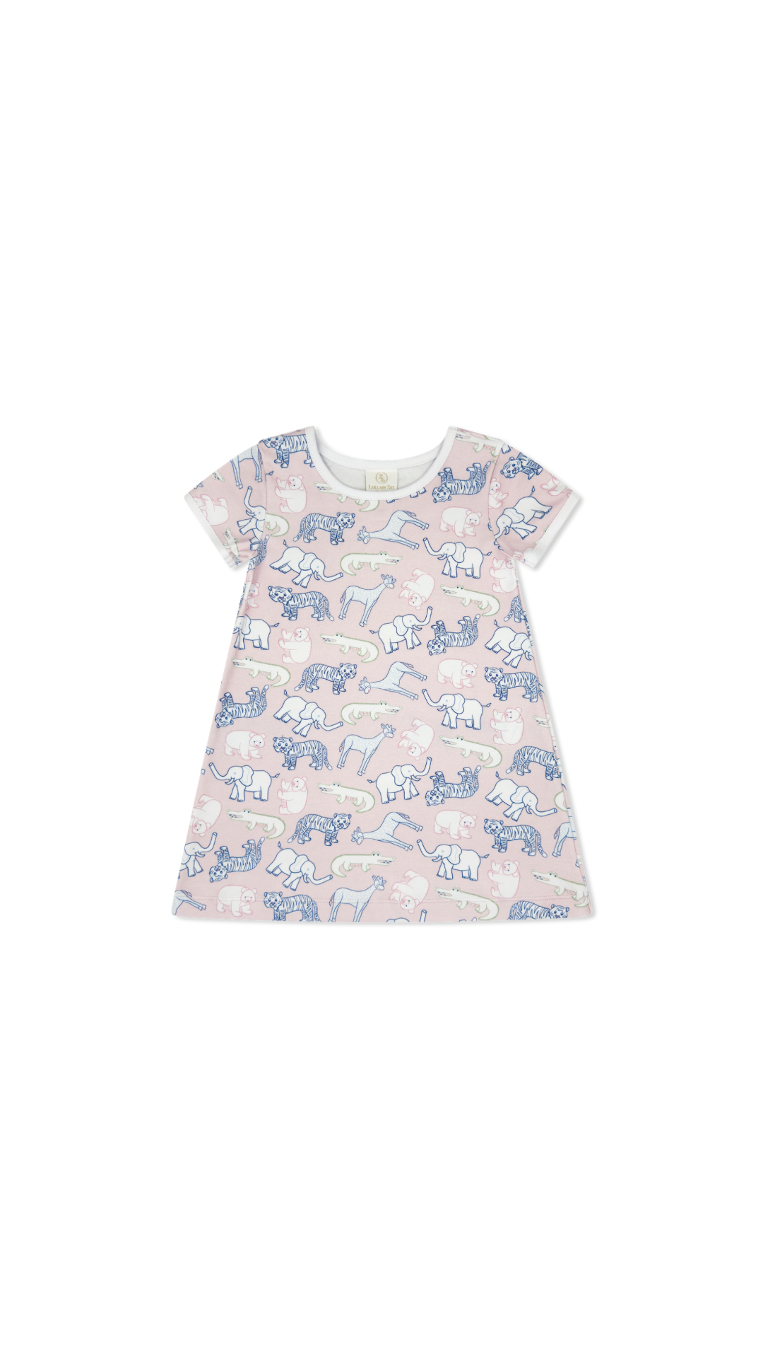 Faith Dress - They All Asked For You, Baby Blue Minigingham - Custom Zoo Print Pink