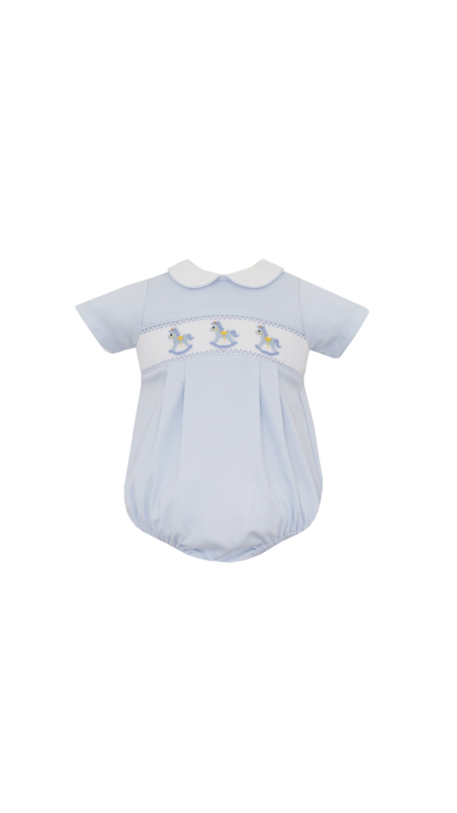 Rocking Horses Light Blue Knit Boys Bubble Short Sleeve
