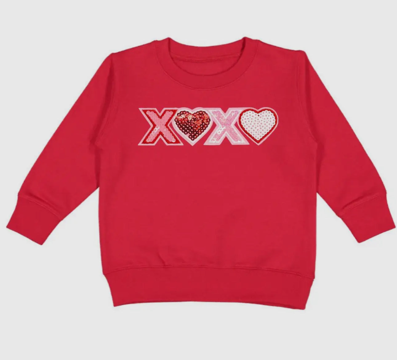 XOXO Sequin Patch Valentine's Day Sweatshirt Crewneck