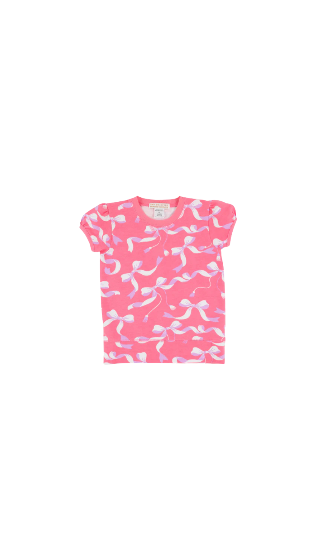 Cassidy Comfy Crewneck - Short Puff Sleeve Bagel Bows/Romany Rose