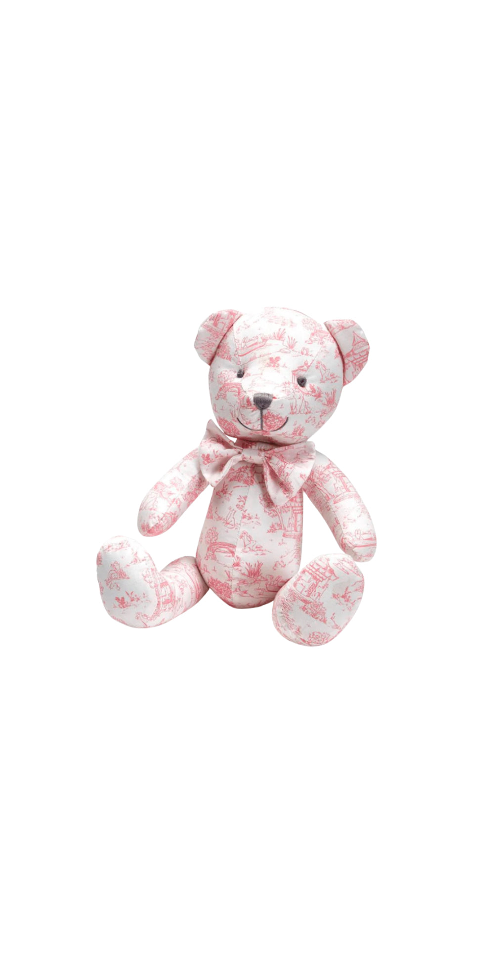 Animal Toile Stuffed Bear Pink