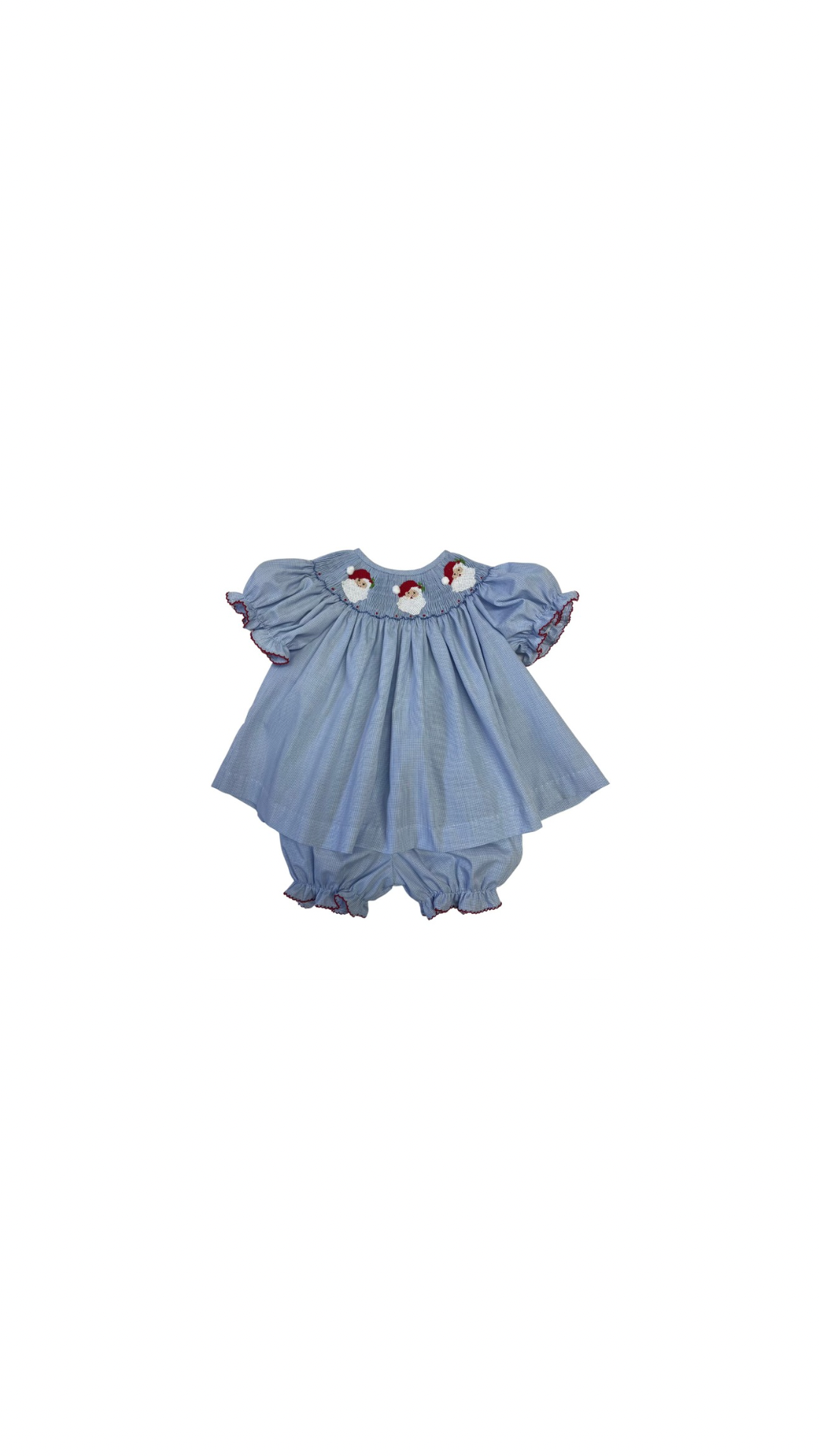 Emma Santa Clause Smocked Bishop Bloomer Set