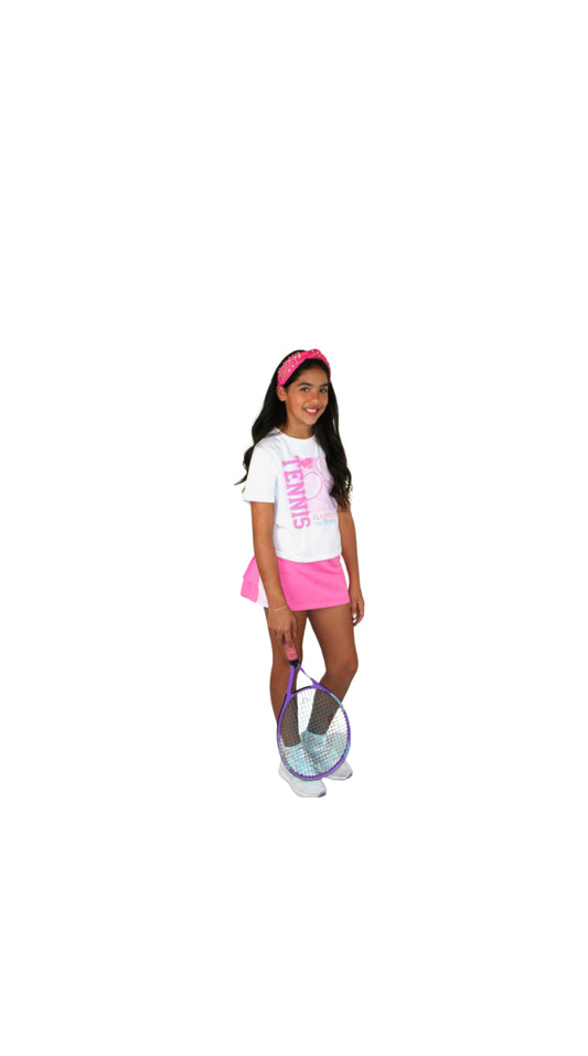 Tennis Puff Print Happiest On The Court T-Shirt