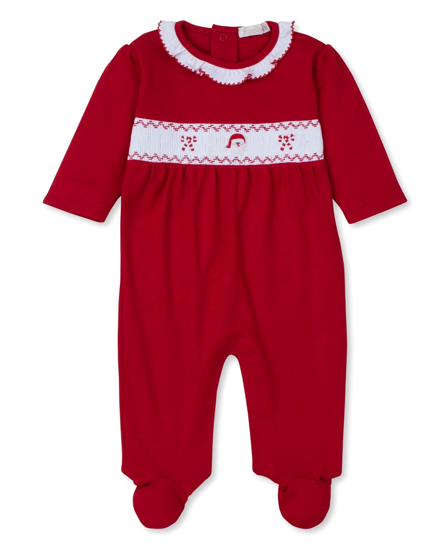 CLB Holiday Medley Footie w/ Hand Smocking Red Girl