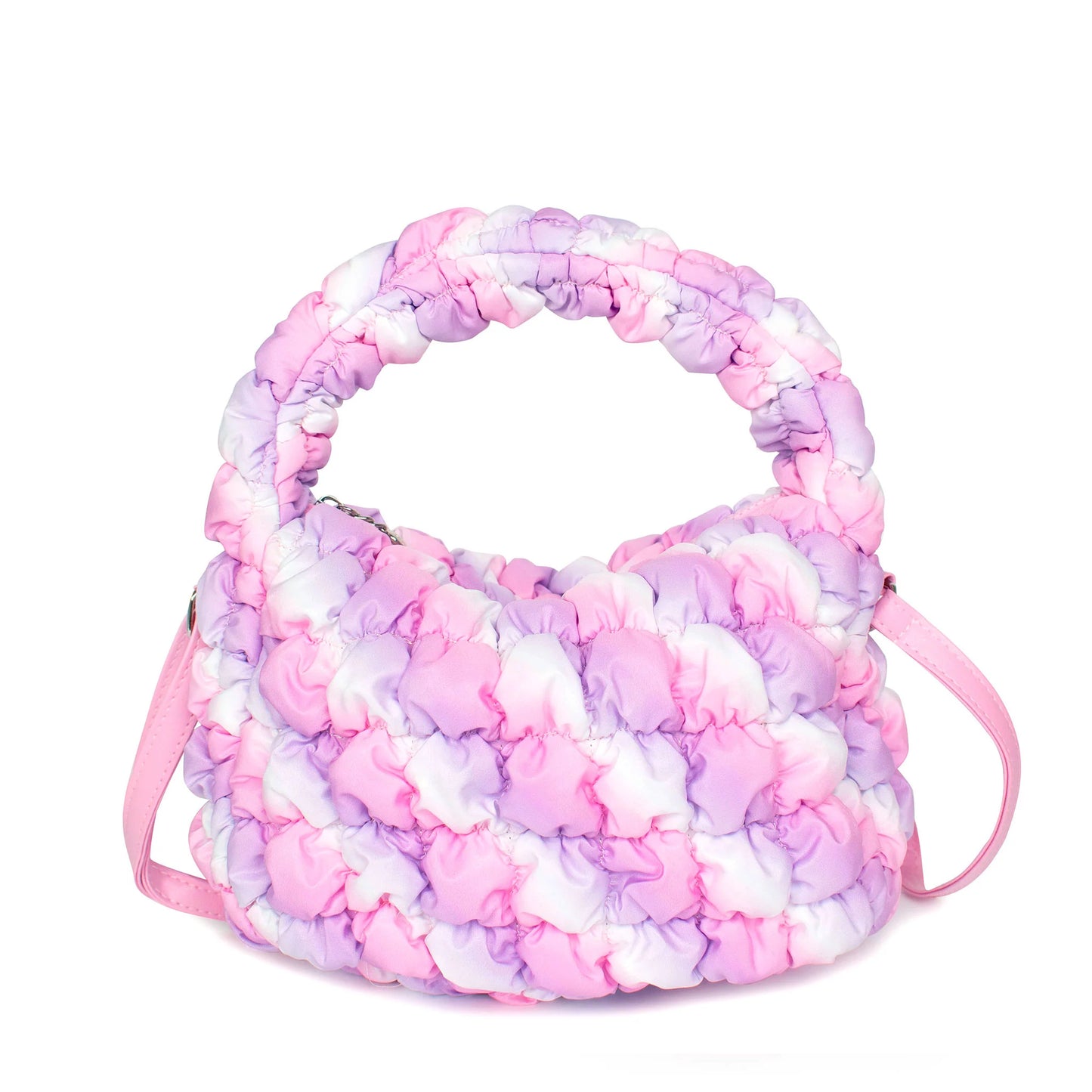 Quilted Scrunchies Mini Hobo Crossbody Bag Cotton Candy Ombre Scrunch