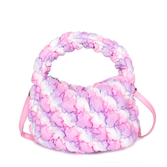 Quilted Scrunchies Mini Hobo Crossbody Bag Cotton Candy Ombre Scrunch