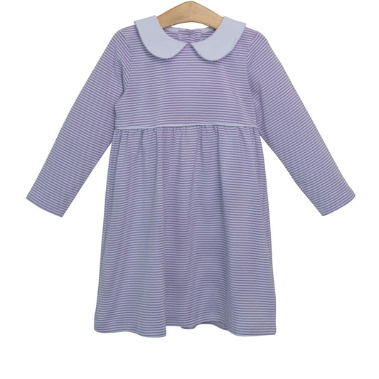 Claire Long Sleeve Dress Lavender Stripe