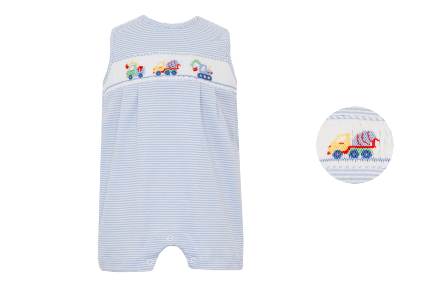 Construction Cars Light Blue Stripe Knit Jon Jon