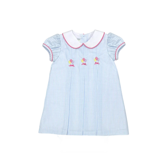 Birthday Camilla Dress, Light Blue Medium Gingham