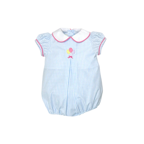Birthday Elizabeth Bubble, Light Blue Medium Gingham