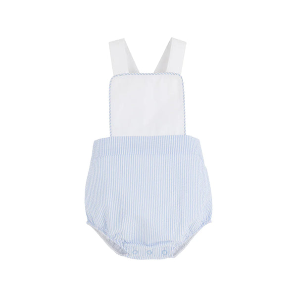 Sayre Sunsuit Breakers Blue Seersucker with Worth Avenue White