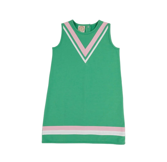 Annie Apron Dress - Knit Gibson Island Green/Pier Party Pink/Worth Ave White