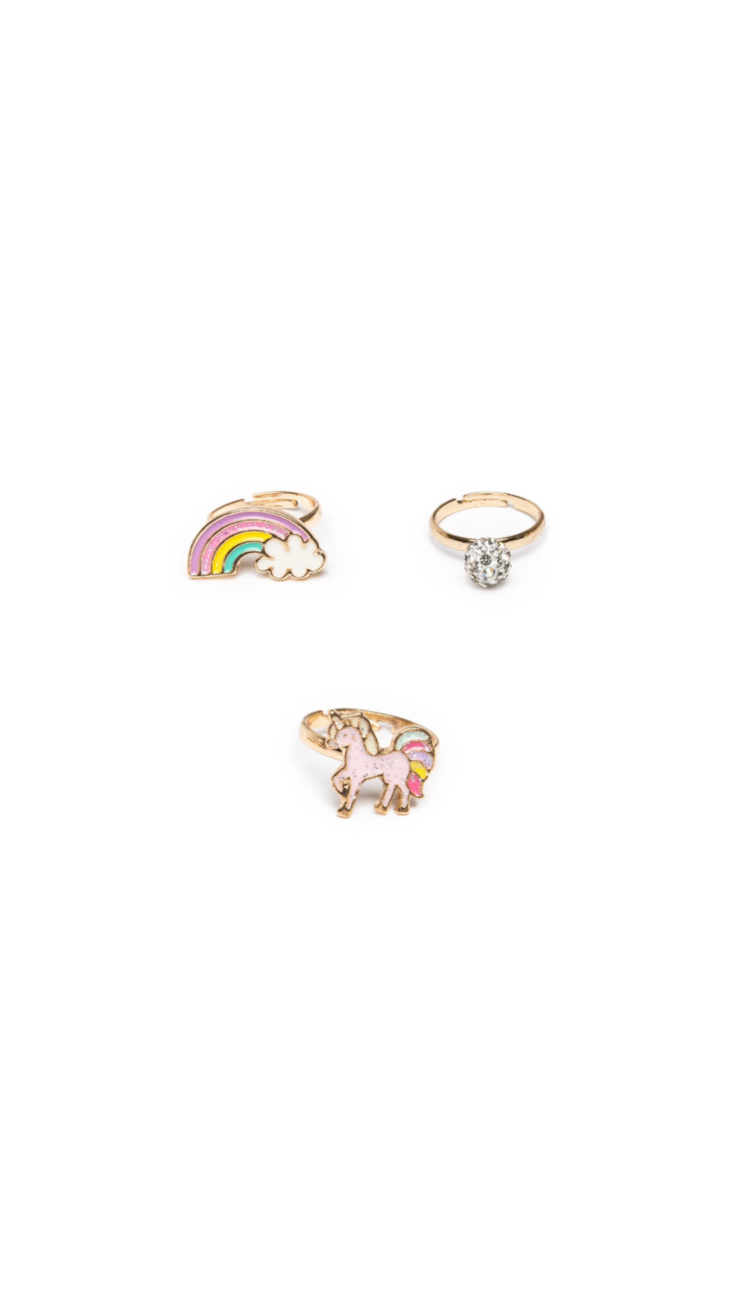 Boutique Unicorn Rainbow Ring Set, 3pc