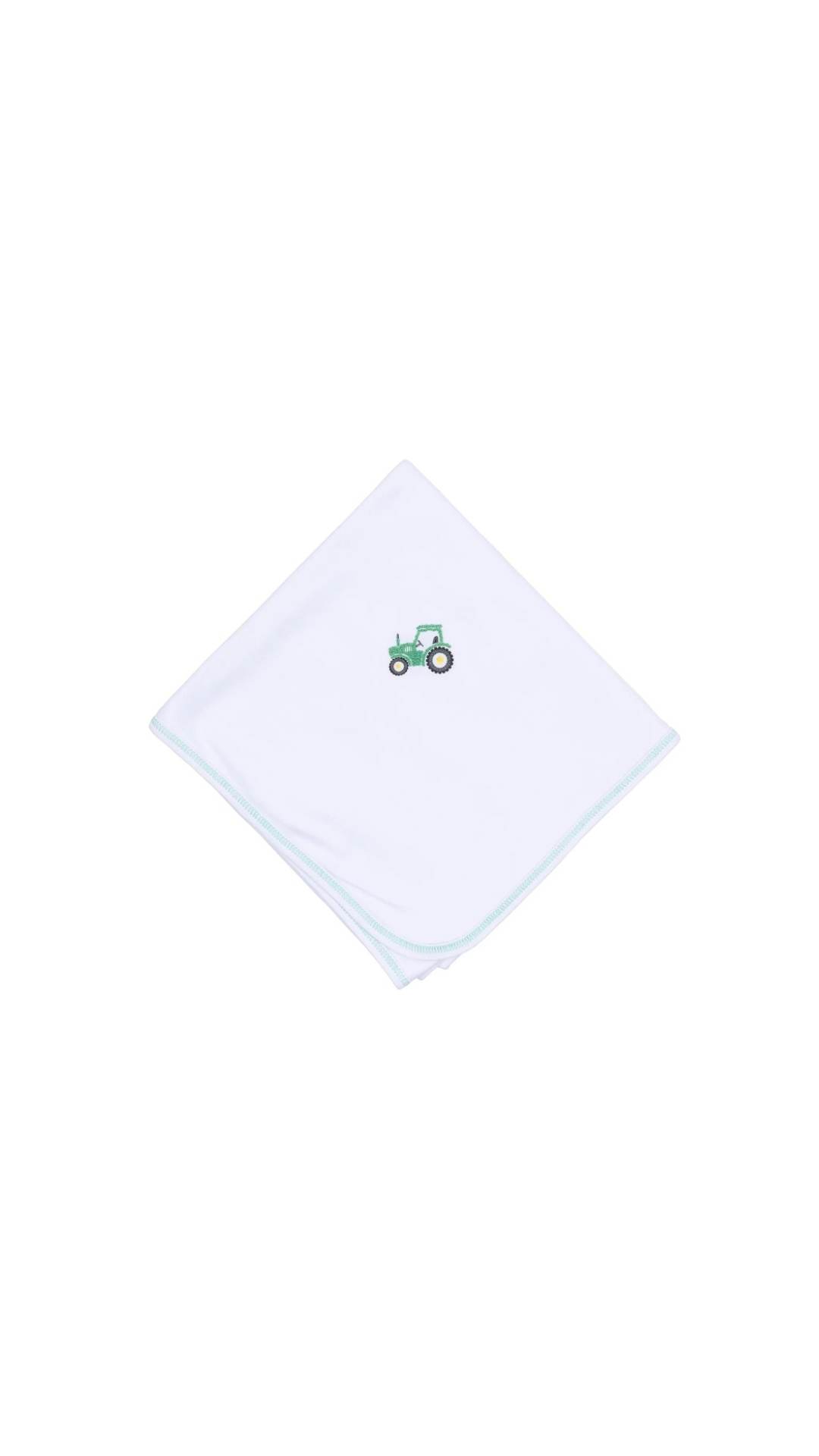 Lil' Green Tractor Emb Receiving Blanket Green