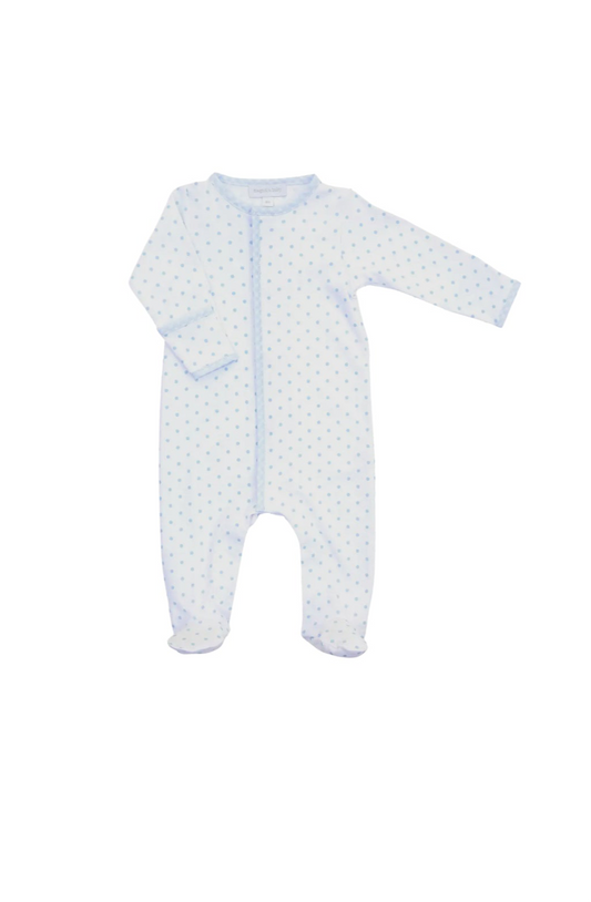 Gingham Dots Footie - Blue