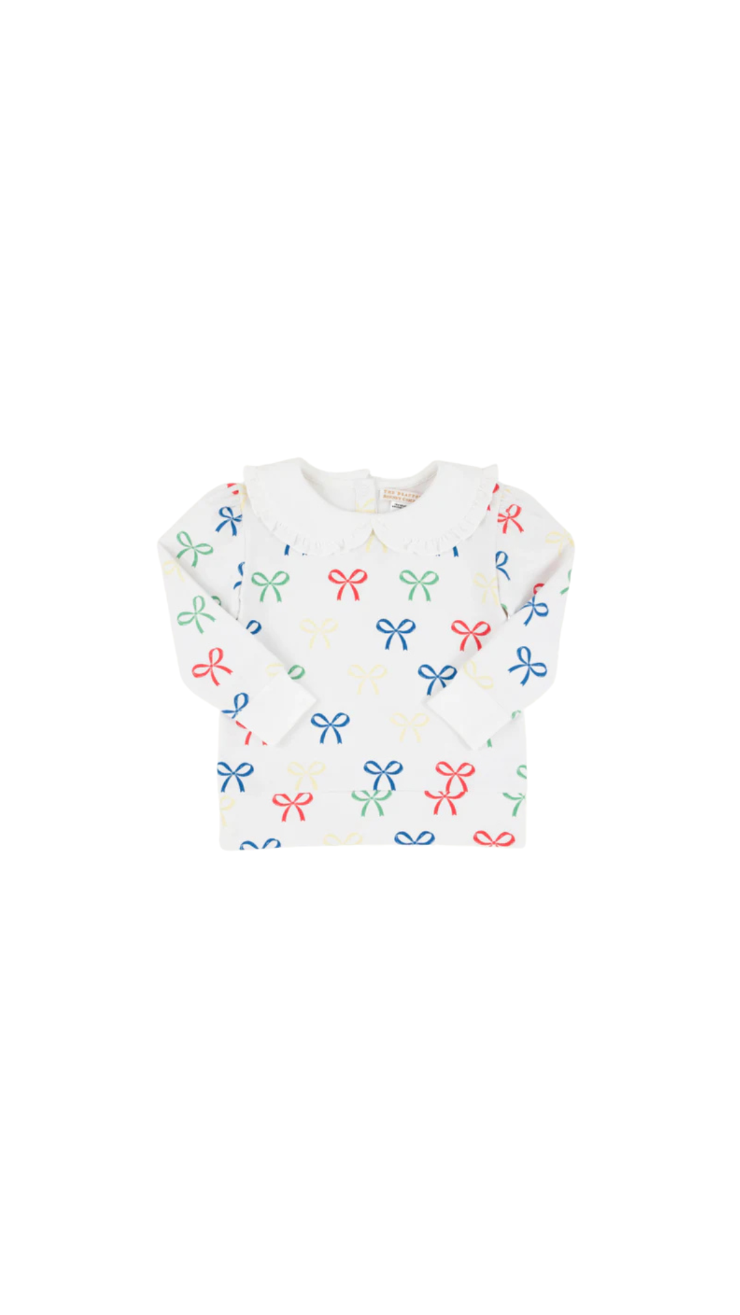 Maude's Ruffle Cassidy Comfy Crewneck Ribbon Reminder/Worth Ave White