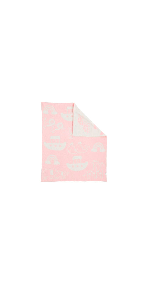 Noah's Ark Chenille Blanket Pink