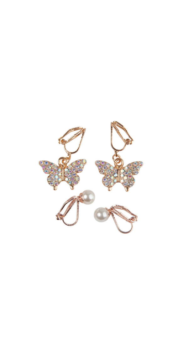 Boutique Butterfly Clip On Earrings, 2 Set