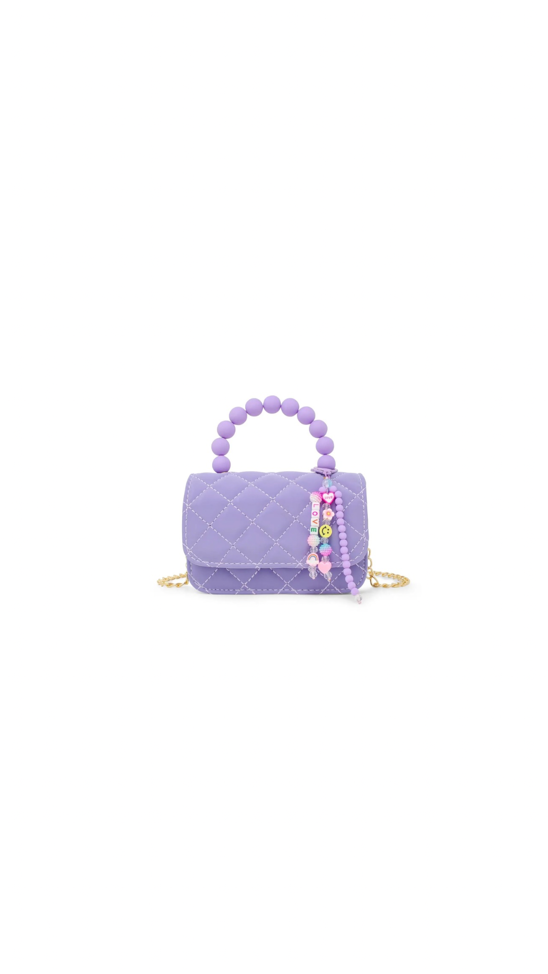 Pearl Handle Message Charm Handbag For Kids - Purple