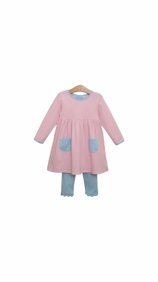 Annie Pants Set Light Pink Stripe/Light Blue