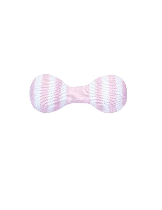 Dumbbell Knit Rattle in Pink