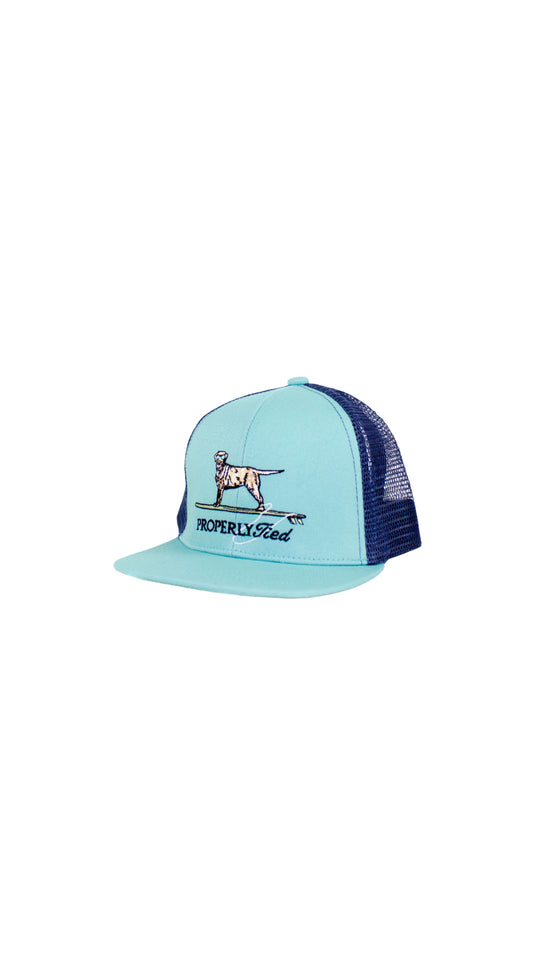 Boys Trucker Hat Surfing Dog