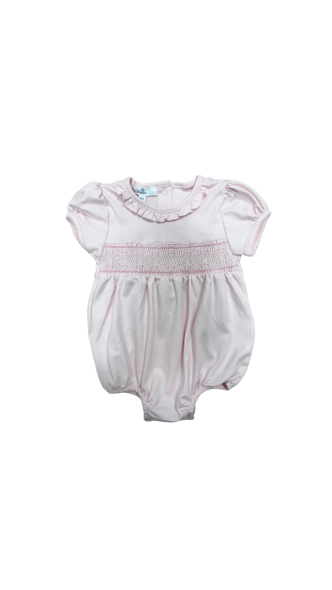 Pink Smocked Short Sleeve Bubble