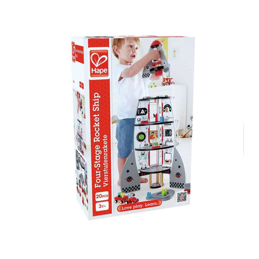 Four-Stage 20 Piece Durable Wooden Rocket And Spaceship