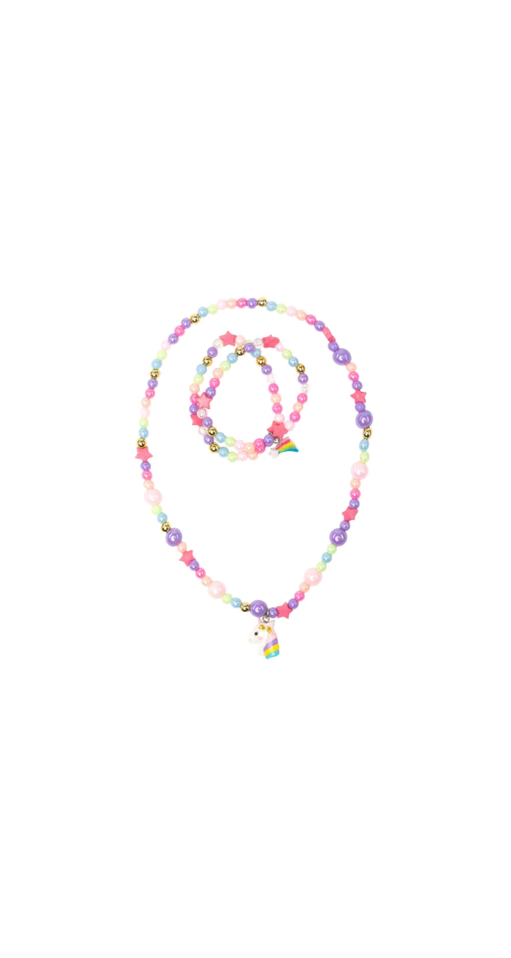 Cheerful Starry Unicorn Necklace & Bracelet Set, 2 pc