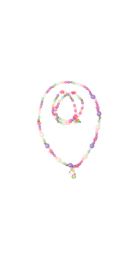 Cheerful Starry Unicorn Necklace & Bracelet Set, 2 pc
