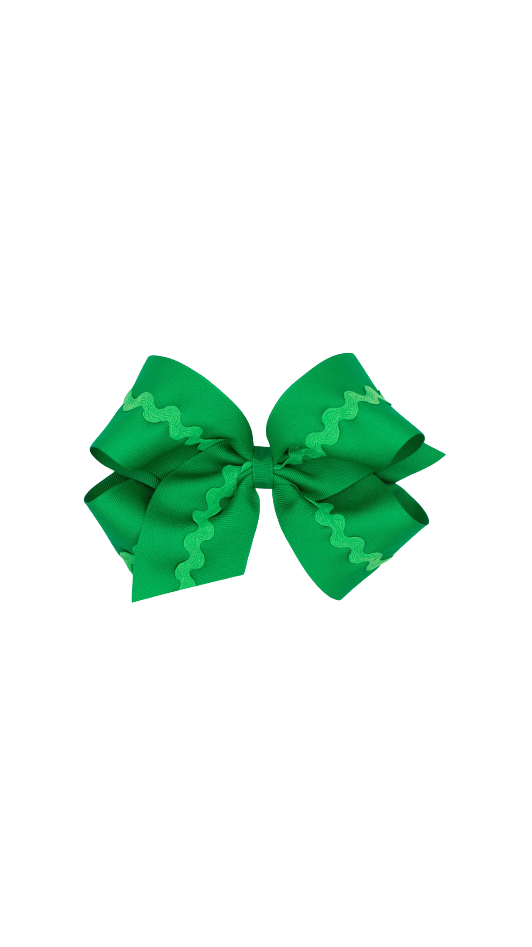 Medium Grosgrain Hair Bow with Ric-Rac Trim Green